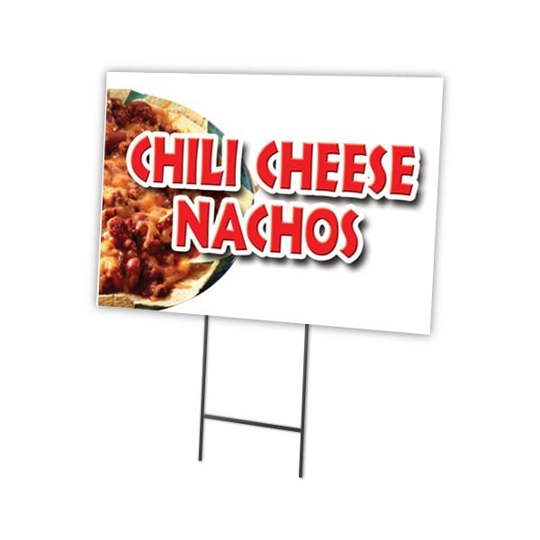 Chili Cheese Nacho Yard Sign & Stake outdoor plastic coroplast window, C-1824-DS-Chili Cheese Nacho